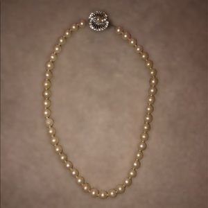 Vintage Pearl Necklace Decorated Clasp